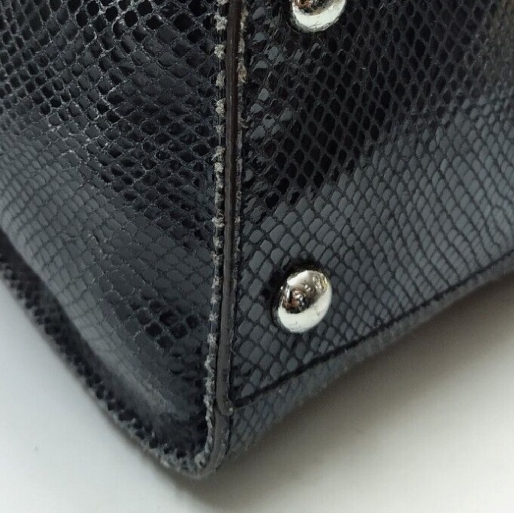 Michael Kors Ombré Hamilton Gray Leather Snakeskin Embossed Satchel Shoulder Bag - Picture 5 of 11